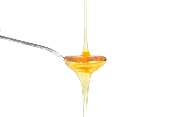 Image Honey Spoon White Background — стоковое фото