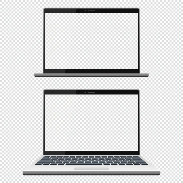 Реалистичный Современный Ноутбук Изолирован Прозрачном Фоне — стоковый вектор