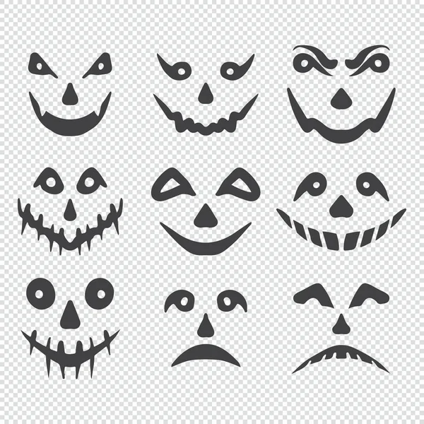 Conjunto Simples Caras Fantasma Ilustración — Vector de stock