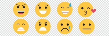 Çeşitli duygu vektörlerine sahip emoji kümesi