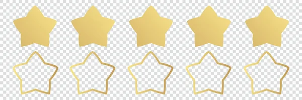 Vijf Gouden Ster Product Kwaliteit Rating Gouden Ster Vector Pictogrammen — Stockvector