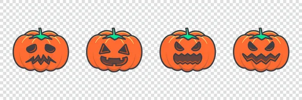 ハロウィンカボチャ ステッカーだ ステッカーパック ハロウィンパーティーのデザインのためのカラフルな絶縁ベクトルカボチャのイラストのセット — ストックベクタ