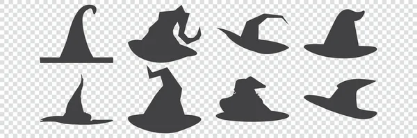 Σύνολο Εικόνων Μαύρο Καπέλο Μάγισσα Διάνυσμα Σύνολο Εικόνων Μαγικό Καπέλο — Διανυσματικό Αρχείο