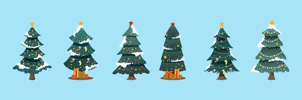 Ensemble Arbre Noël Coloré Pour Illustration Vectorielle Saison Hiver — Image vectorielle