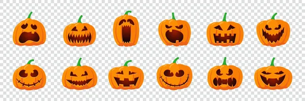 Set Van Gezicht Eng Pompoen Voor Halloween Vector Bewerkbaar — Stockvector