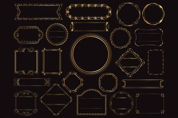 金のヴィンテージフレームの装飾ベクトルのセット — ストックベクタ