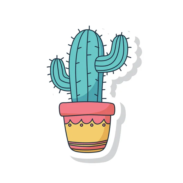 Cactus Icône Mignon Pour Cartes Autocollantes Vecteur Modifiable — Image vectorielle