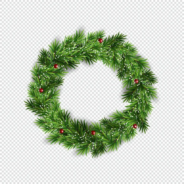 Fir Takken Decoratie Cirkel Voor Kerst Nieuwjaar Ontwerp — Stockvector
