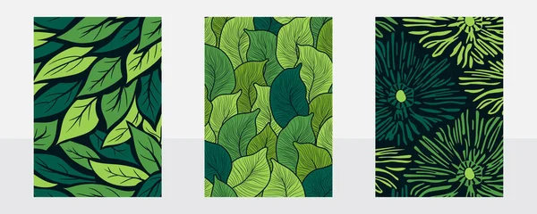 古典的な自然パターン手描きの植物の葉のテンプレートA4サイズ — ストックベクタ