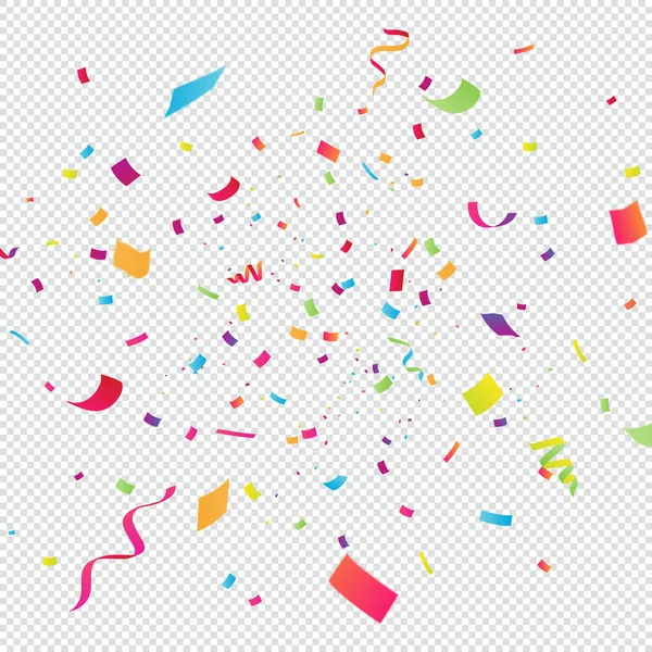Realistic Colorful Confetti Isolated Transparent Background — Stock Vector