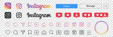 nstagram icons set. Social media avatar set. User icon, stories, LIVE video, streaming. Colorful gradient. Logo, symbol, sign. Vector illustration