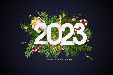 Kutlama kartı 2023 Mutlu yıllar. Vektör İllüstrasyonu