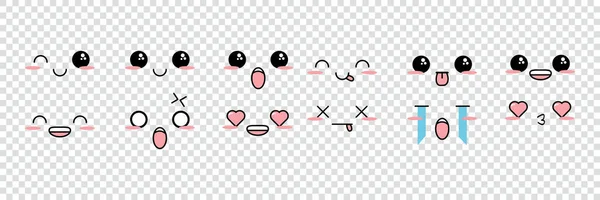 Set Emoticon Espressione Carino Vettore Modificabile — Vettoriale Stock