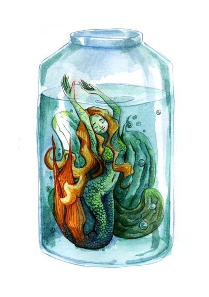 Sirène Illustarion Aquarelle Marinade — Photo