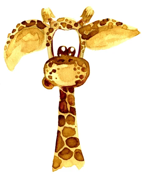 Aquarelle Dessin Girafe Sauvage Africaine — Photo