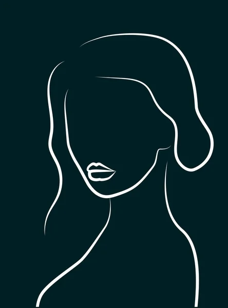 Uma Silhueta Simples Uma Mulher Com Lábios Cheios Linha Branca — Fotografia de Stock