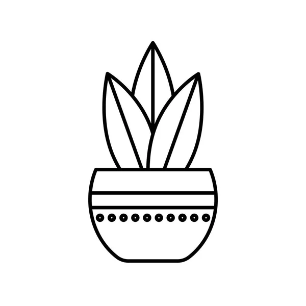 Растение Листьями Горшке Значок Черной Линии Белом Фоне Садоводство Уютный — стоковый вектор