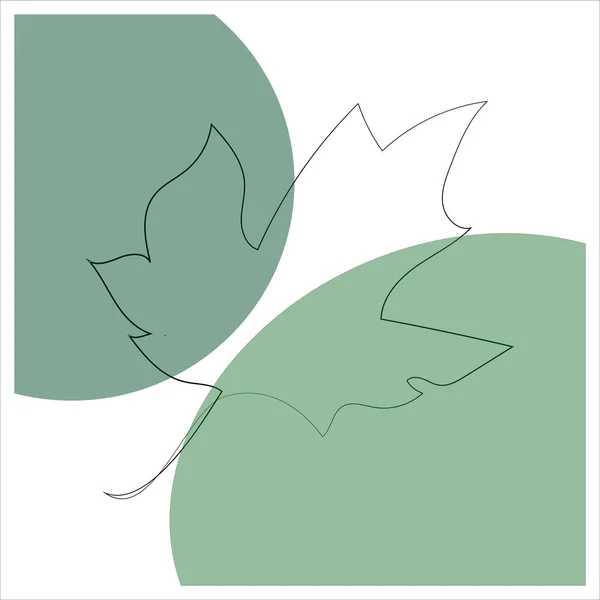 Maple Leave Line Art Stijl Abstracte Achtergrond Met Groene Witte — Stockvector