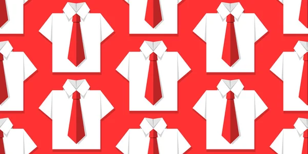 Бесшовный Рисунок Белыми Офисными Рубашками Красными Галстуками Эффект Бумаги Оригами — стоковый вектор