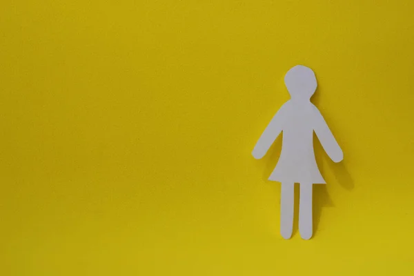 Silhouet Van Een Vrouw Een Jurk Van Wit Papier Met — Stockfoto