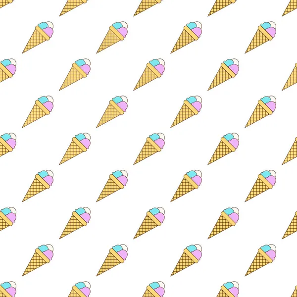 Patrón Sin Costuras Con Bolas Helado Multicolores Ubicadas Diagonal Cono — Vector de stock