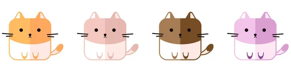 Conjunto Bonito Desenhos Animados Gatos Cabeça Forma Quadrada Ilustração Vetorial — Vetor de Stock