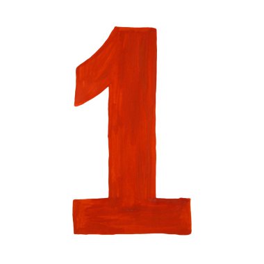 Kırmızı bir numara guaj çizdi. Beyaz bir arkaplanda izole edilmiş