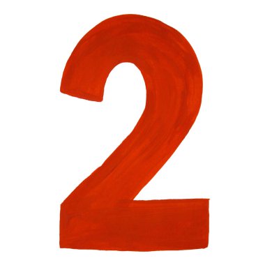 Kırmızı 2 numara guaj çekti. Beyaz bir arkaplanda izole edilmiş