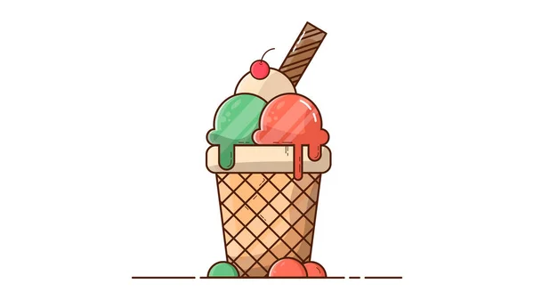 Renkli Eritilmiş Dondurma Bir Pipet Beyaz Arka Planda Bir Kirazla — Stok fotoğraf