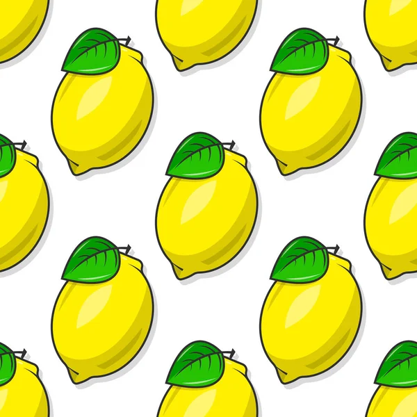 Бесшовный Узор Сочных Желтых Лимонов Листьями Белом Фоне Печать Текстиля — стоковое фото