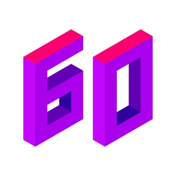 紫色60号 等号样式 被白色背景隔离 学习编号 序列号 矢量说明 — 图库矢量图片