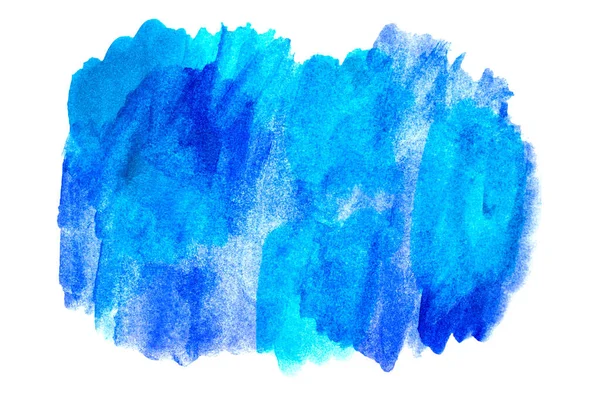 水彩画の汚れ白に隔離された青の色。テキストの背景。イラスト — ストック写真
