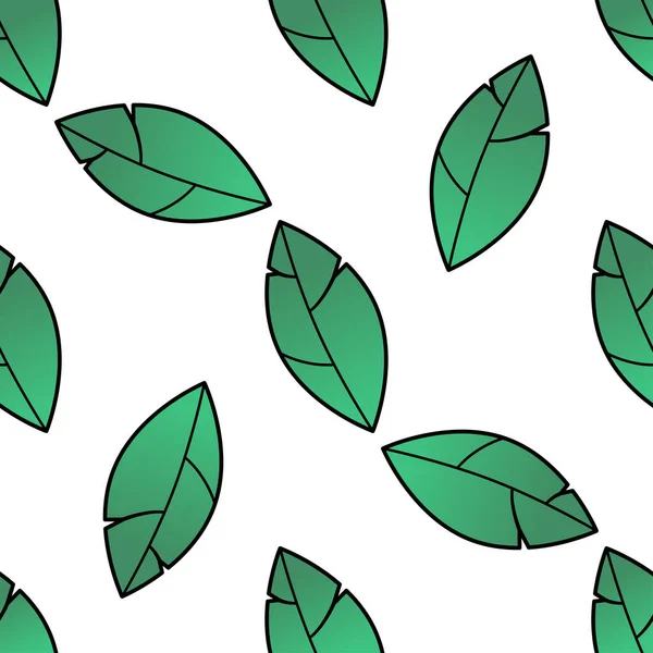 Naadloos Natuurlijk Patroon Met Groene Bladeren Een Witte Achtergrond Vers — Stockvector