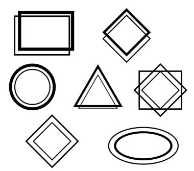 Siyah çerçeveler. Tasarım için elementler. Basit geometrik elementler