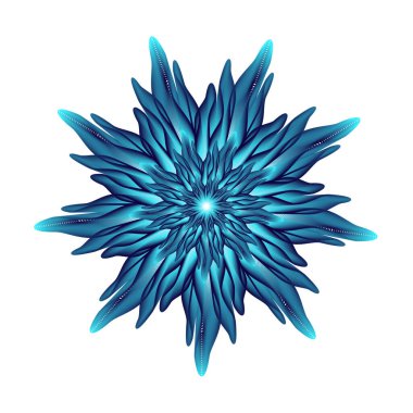 Beyaz arka planda sihirli soyut mavi çiçek. Mandala. Uyum kavramı, denge, doğanın güzelliği.