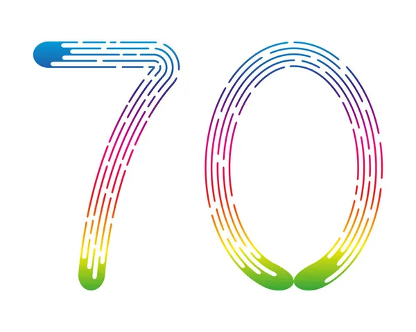 Nummer Aus Bunten Regenbogengepunkteten Linien Auf Weißem Hintergrund Gestaltungselement Vektorillustration — Stockvektor