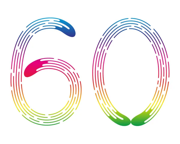 60号来自色彩斑斓的彩虹点缀线 在白色背景上隔离 设计元素 矢量说明 — 图库矢量图片