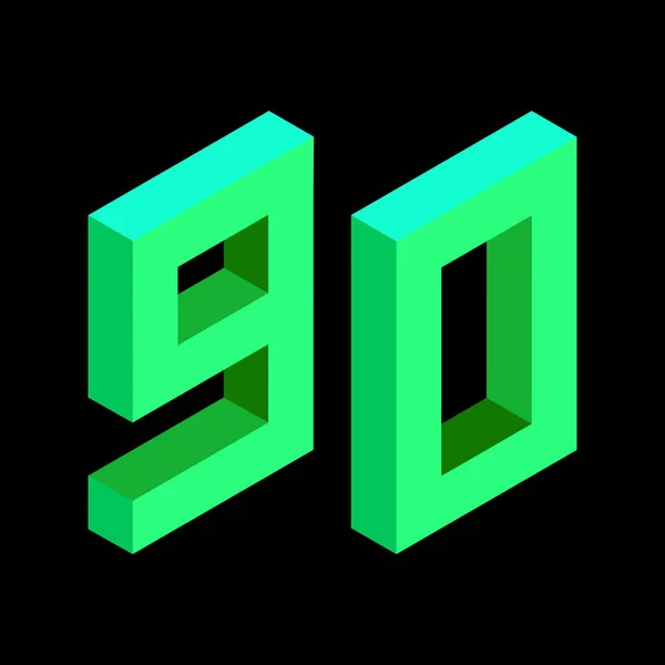 Hellgrüne Zahl Isometrischen Stil Vereinzelt Auf Schwarzem Hintergrund Lernnummern Seriennummer — Stockfoto