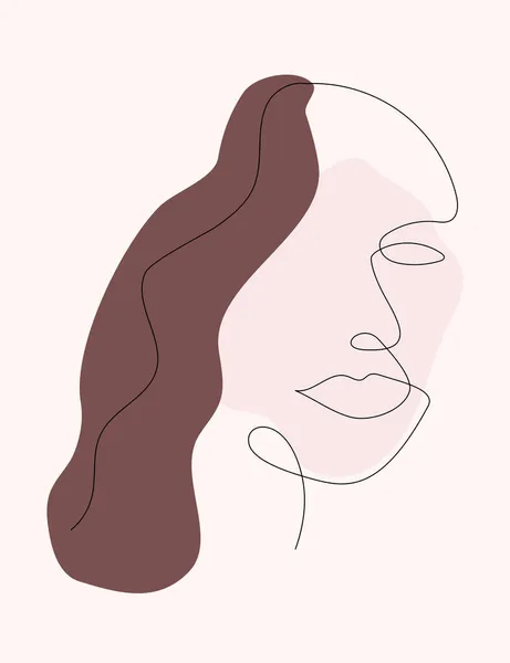 Retrato Uma Mulher Estilo Uma Linha Arte Ilustração Vetorial Simples — Vetor de Stock