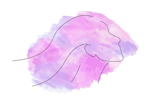 Une Silhouette Simple Une Femme Aux Cheveux Longs Portrait Avec — Image vectorielle