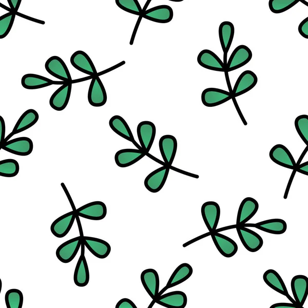 Nahtloses Natürliches Muster Mit Versetzten Grünen Blättern Auf Weißem Hintergrund — Stockfoto