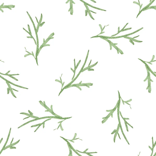 Απρόσκοπτη Μοτίβο Ζωγραφισμένα Στο Χέρι Υδρόχρωμα Πράσινα Κλαδιά Χωρίς Φύλλα — Φωτογραφία Αρχείου