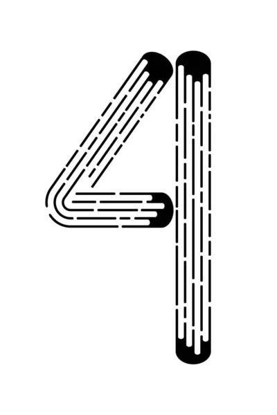 Nummer Aus Schwarz Gestrichelten Linien Isoliert Auf Weißem Hintergrund Gestaltungselement — Stockvektor