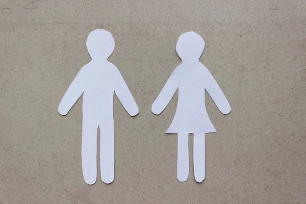 Silhouetten Eines Mannes Und Einer Frau Aus Weißem Papier Geschnitten — Stockfoto