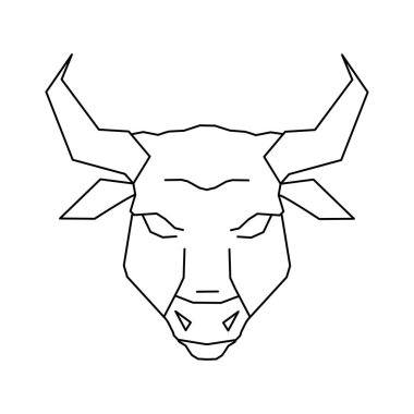 Boğa başlı siyah doğrusal simge 