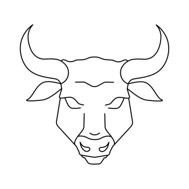 Boğa başlı siyah doğrusal simge 