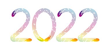 Yeni yıl 2022, beyaz arkaplandaki noktalı çizgilerden. Vektör illüstrasyonu