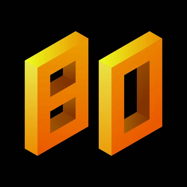 Gradient Golden Number Isometric Style Yellow Figure Isolated Black Background — Foto Stock