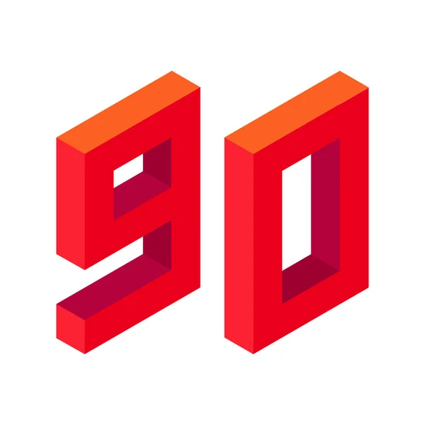 Red Number Isometric Style Isolated White Background Learning Numbers Serial — 图库照片