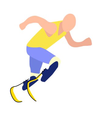 Protezli erkek atlet maratonu koşucusu. Engelliler için spor. Koşun! Sağlıklı bir yaşam tarzı. Fiziksel yaralanma ile aktif hayat.